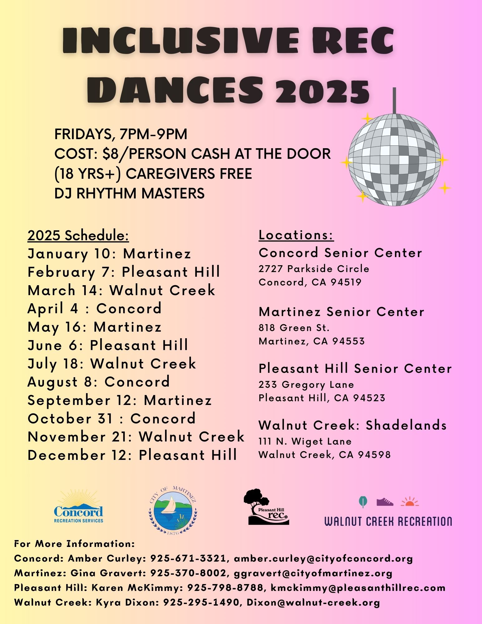 Spec Rec Dance Schedule 2025